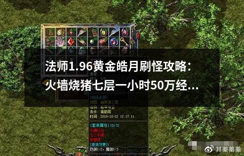 法师1.96黄金皓月刷怪攻略:火墙烧猪七层一小时50万经验